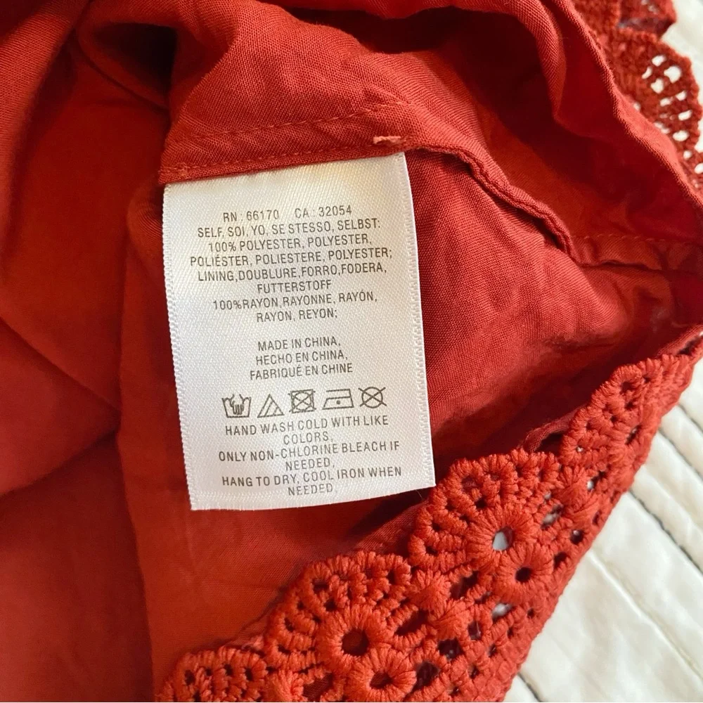 Daniel Rainn for Anthropologie Lourdes Lace Shell Top in Brick Red size Large